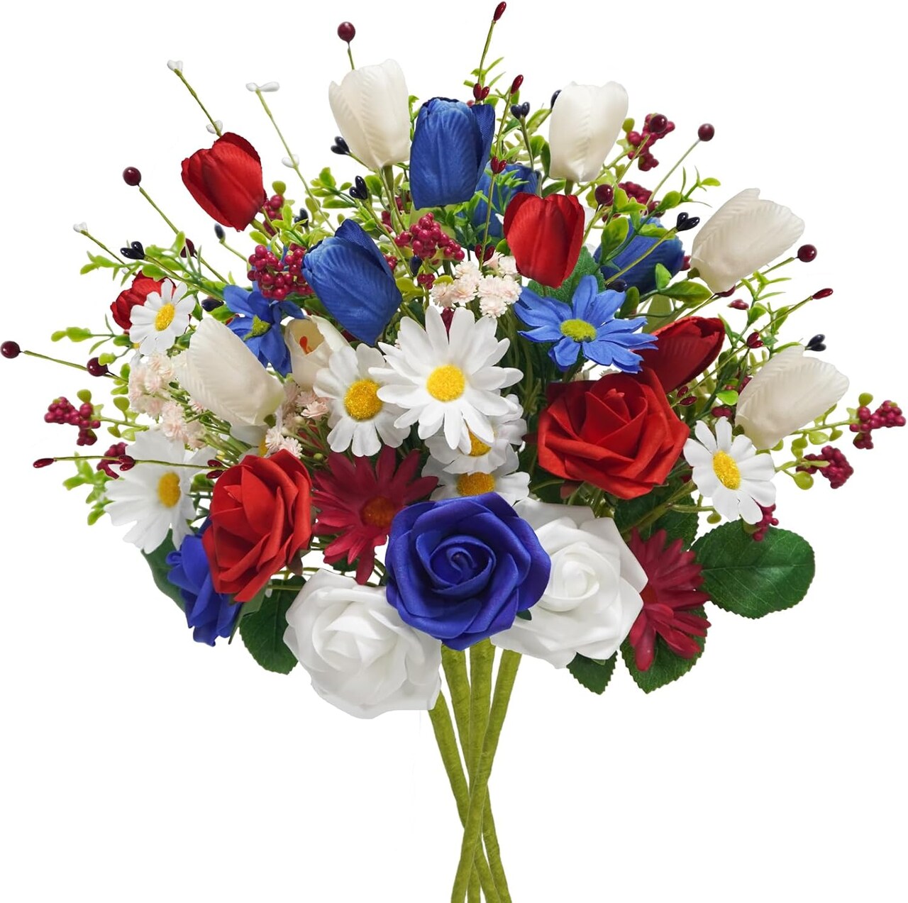 4PCS Flower Bouquet for 4th of July Independence Day Grave Home Table Decoration